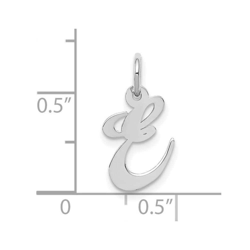10k White Gold Small Fancy Script Initial E Charm - image 2
